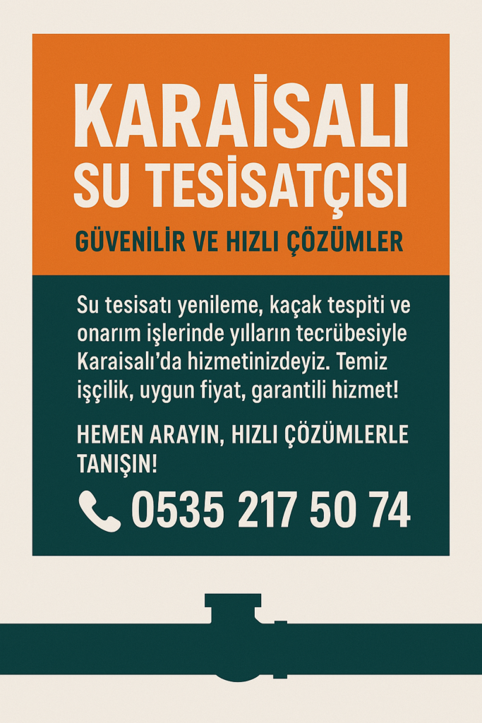 Adana Karaisalı Su Tesisatçısı